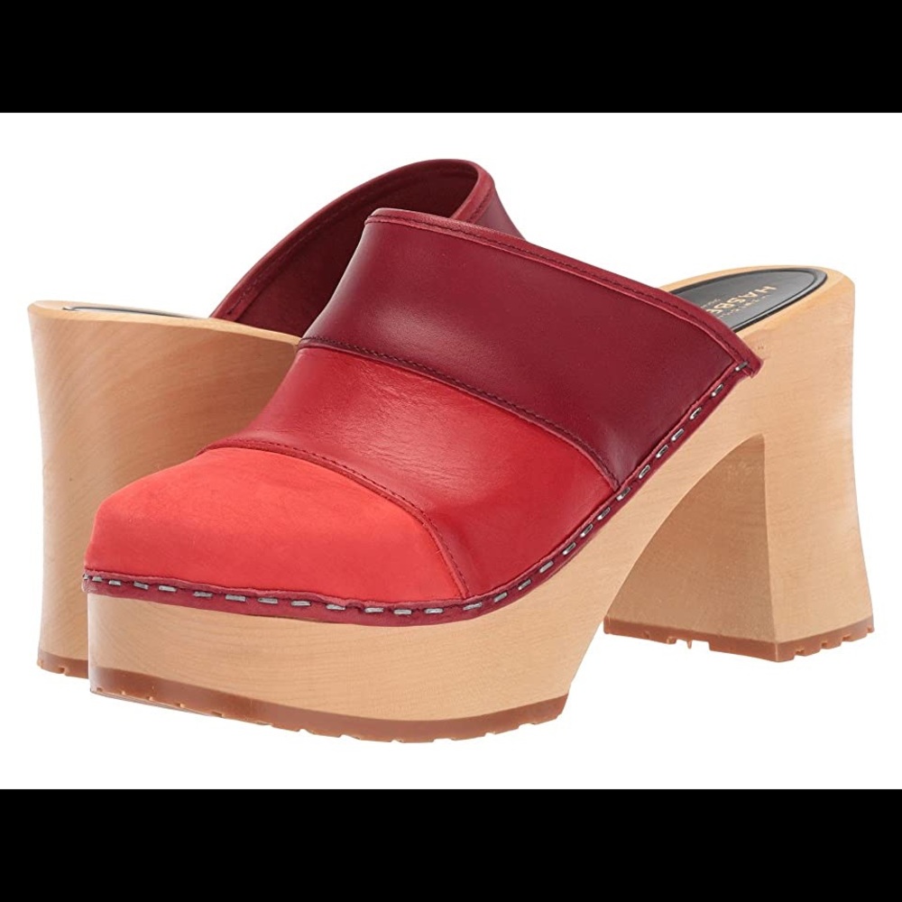 NEW NEVER WORN SWEDISH HASBEENS PLATFORM MULE